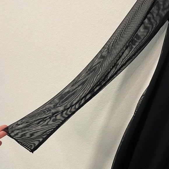 Women’s Long Sleeve BodyCon Mini Dress Sheer Mesh Club Cocktail Dress - Picture 4 of 6